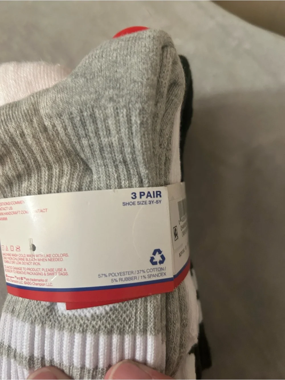 Champion Youth Crew Socks in Dark Green and White - 3 Pair